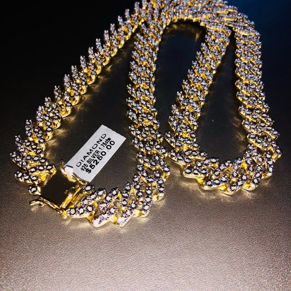 10k gold REAL DIAMOND Cuban link chain FREE posh authenticate service NOT FAKE! - Picture 9 of 12